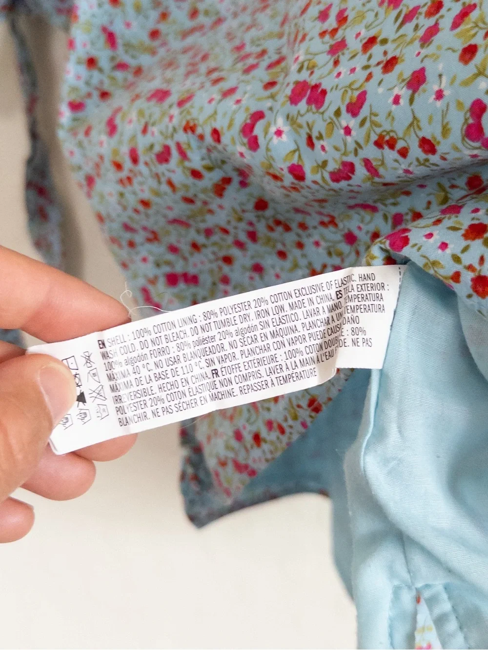 Tuckernuck Hyacinth House Fiona Blouse XS Blue Pink Floral Puff Sleeve Feminine